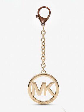 Michael Kors Vintage Gold MK Logo Bag Charm Clip On Link Chain Purse Keychain